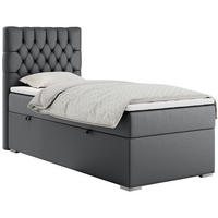 BOXBETT PERA 90/200 Dunkelgrau Kunstleder - H3 - Links Seite - Dunkelgrau, Holz/Textil (90/200cm) - MKS