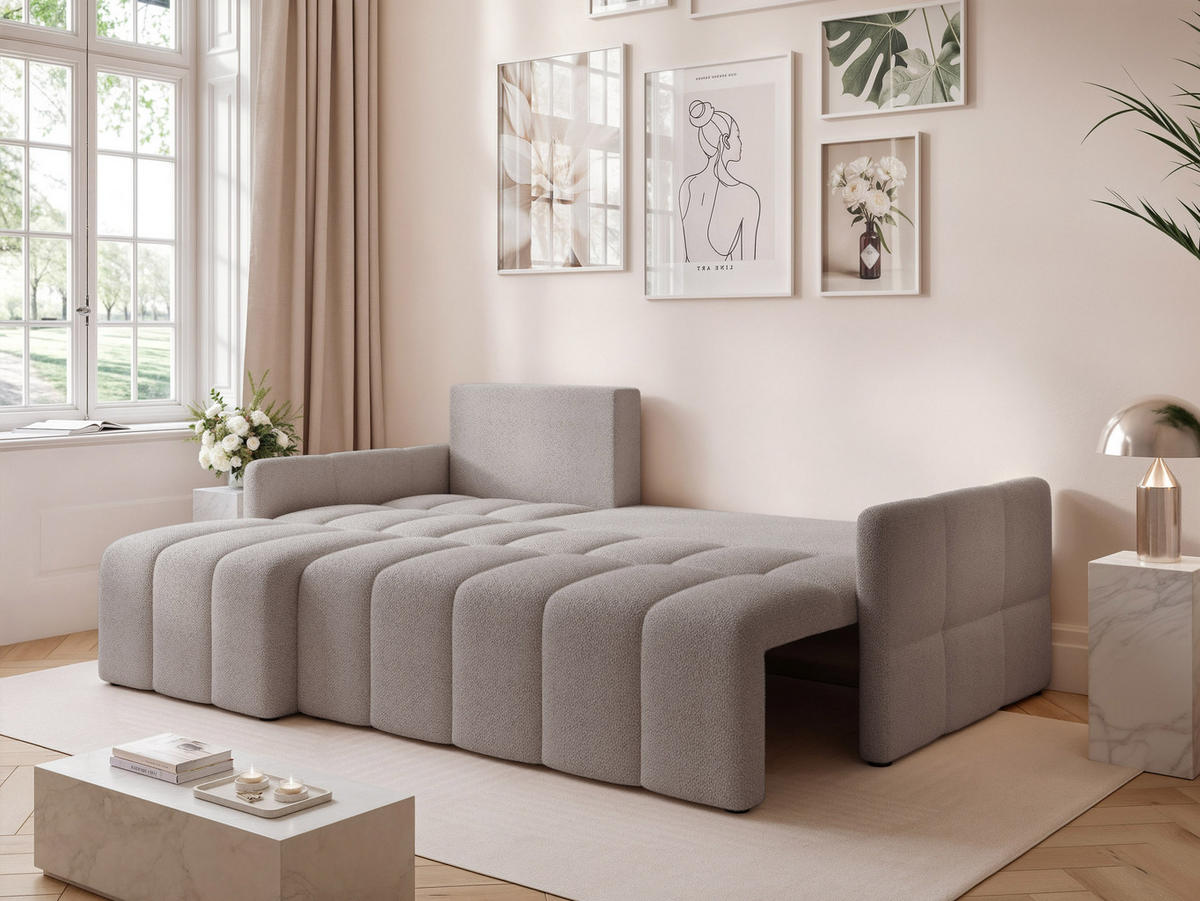 ECKSOFA LUPOO mit Schlaffunktion und Bettkasten Hellgrau - Hellgrau, Holzwerkstoff/Kunststoff (213/152cm) - Idohome