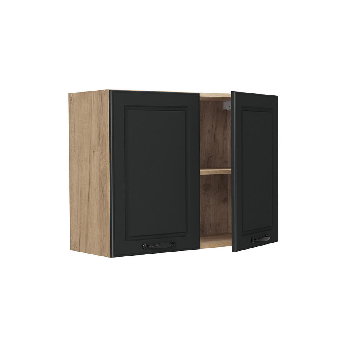 KÜCHENGLASSCHRANK R-Line, Anthrazit Landhaus/Goldkraft Eiche, 80 cm - Eichefarben/Anthrazit, Holzwerkstoff (80/60/31cm) - Vicco