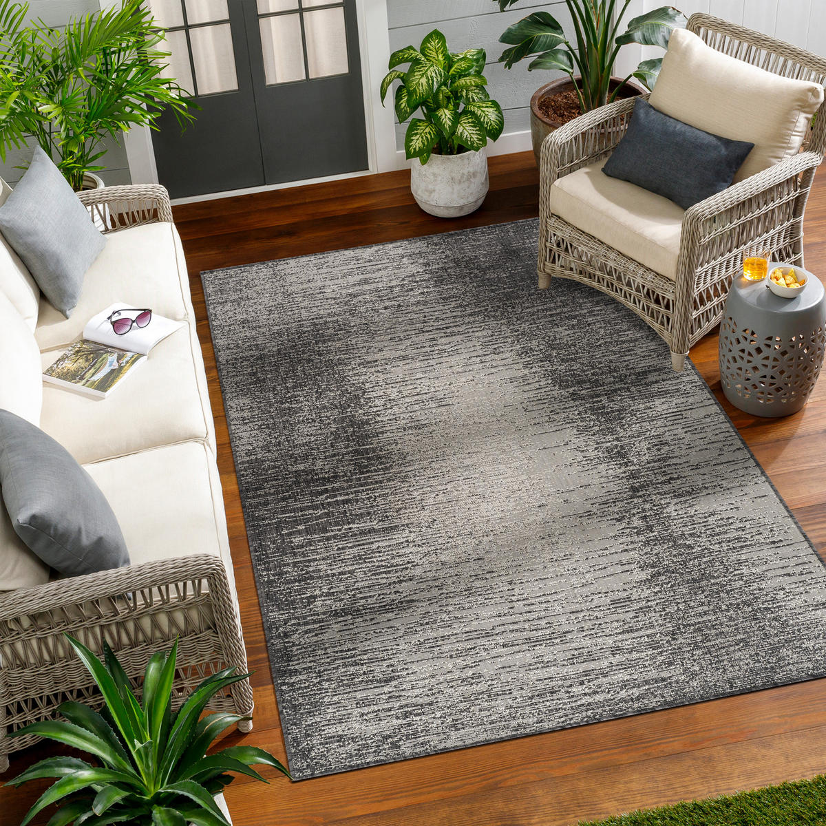 OUTDOORTEPPICH 120x170 cm Schwarz - Schwarz, Kunststoff/Textil (120/170cm) - LIVABLISS