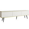 TV-SCHRANK Oris Weiß matt mit schwarzen Beinen Glamour Style 175 cm - Schwarz/Weiß, Holzwerkstoff/Metall (175/53/32cm) - Meble Lindner