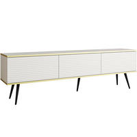 TV-SCHRANK Oris Weiß matt mit schwarzen Beinen Glamour Style 175 cm - Schwarz/Weiß, Holzwerkstoff/Metall (175/53/32cm) - Meble Lindner