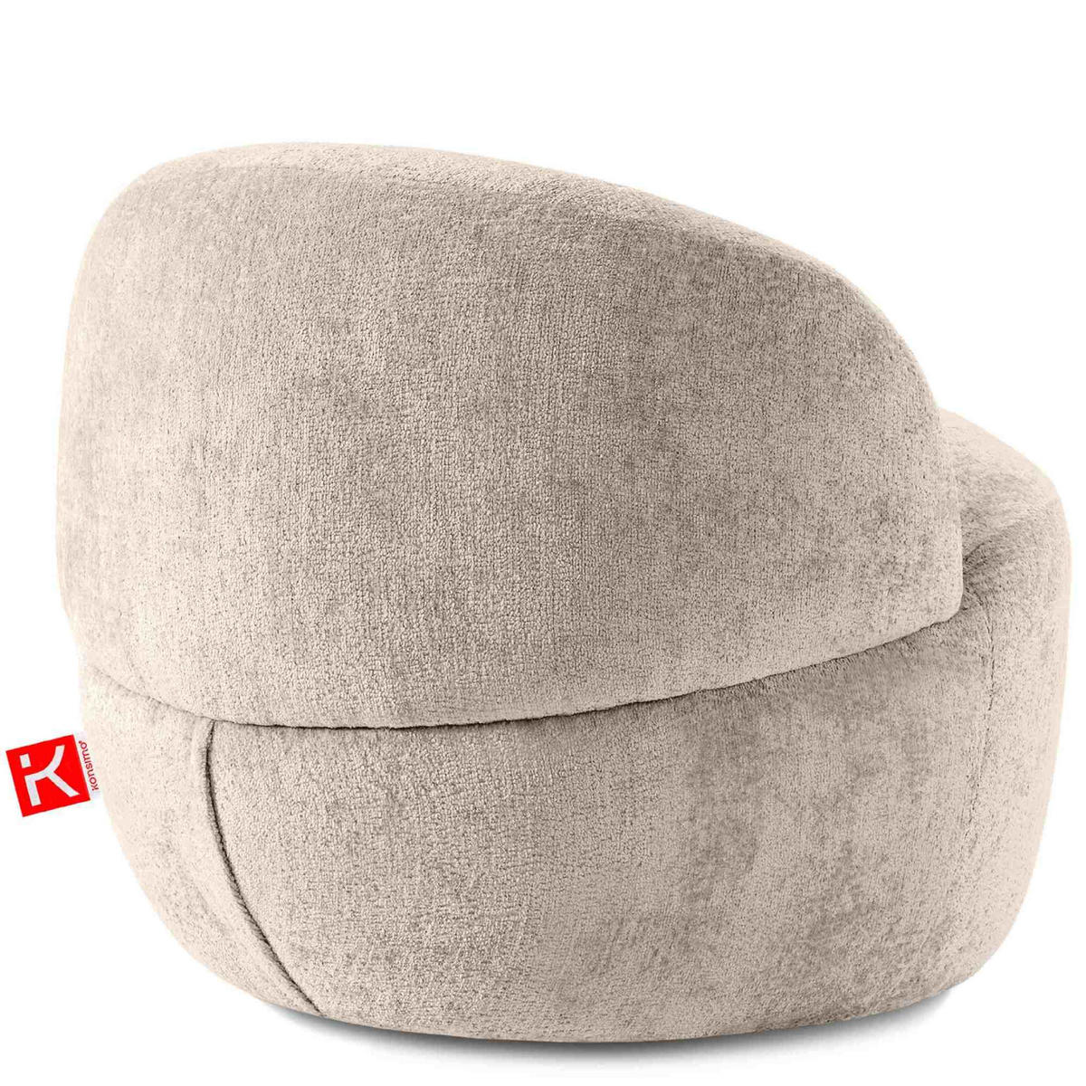 SESSEL NELUM Chenille-Stoff, rund, Creme - Creme/Schwarz, Holz/Holzwerkstoff (76/64/76cm) - KONSIMO®