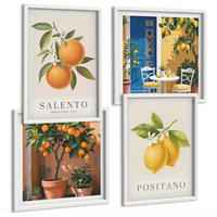BILDER SET 4er Set - 50x50 cm & 40x60 cm Weißer Rahmen - Amalfi-Zitronen und -Orangen - Weiß, Kunststoff (50/50cm) - TULUP