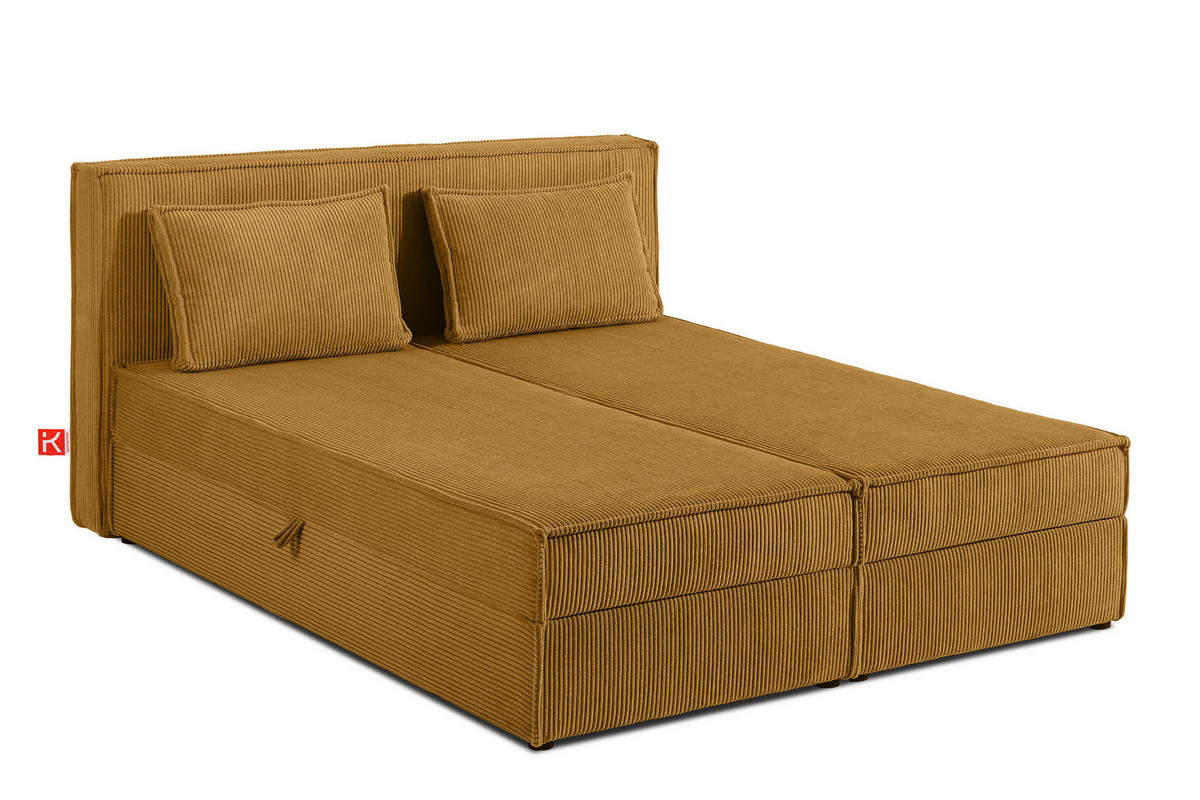 BOXSPRINGBETT ROTI mit Stauraum, gelb - Gelb/Schwarz, Holz/Holzwerkstoff (160/200cm) - KONSIMO®