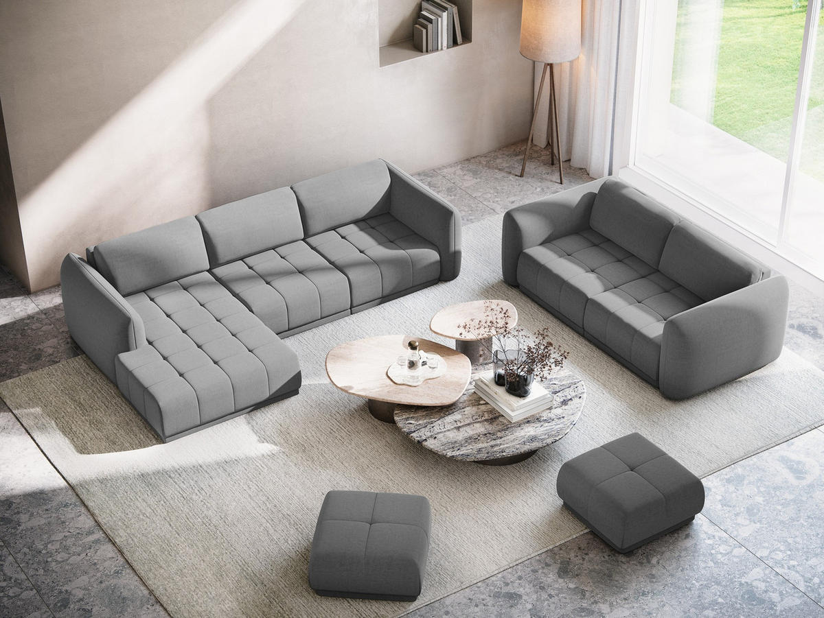 ECKSOFA Links Samt Stoff Grau - Schwarz/Grau, Kunststoff/Textil (170/290cm) - Makamii