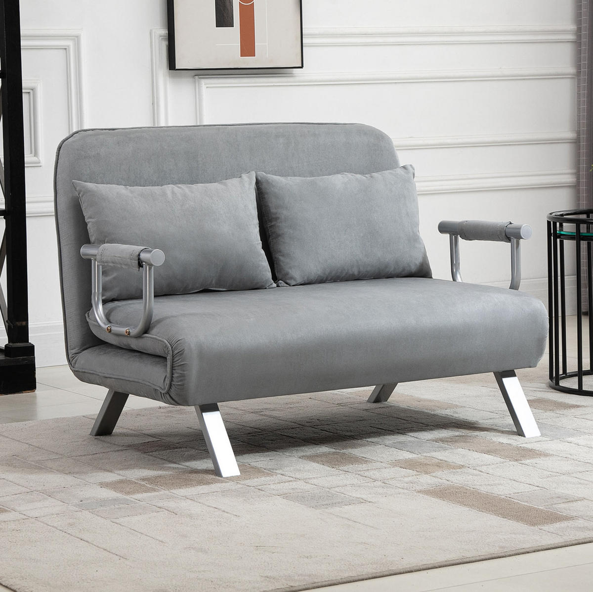 SCHLAFSOFA mit verstellbarer Rückenlehne 111 x 80 x 78 cm Hellgrau - Hellgrau, Holzwerkstoff (111/78/80cm) - Meubliv
