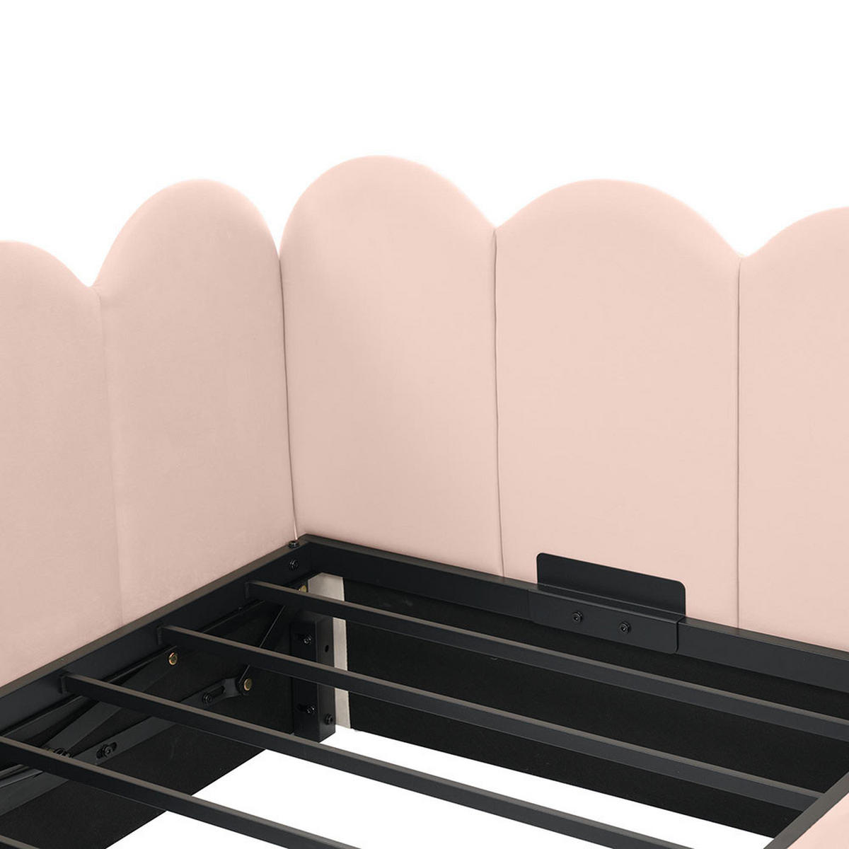 KINDERBETT 90x200 cm mit Metall-Lattenros in Rosa - Pink, Textil/Metall (90/200cm) - KOMHTOM