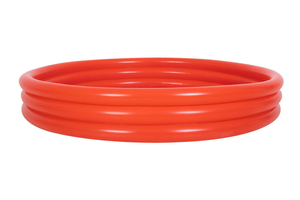 PLANSCHBECKEN aufblasbarer 3-Ring Kids Pool 122x25 cm, rot - Rot, Kunststoff (122/122/25cm) - Avenli