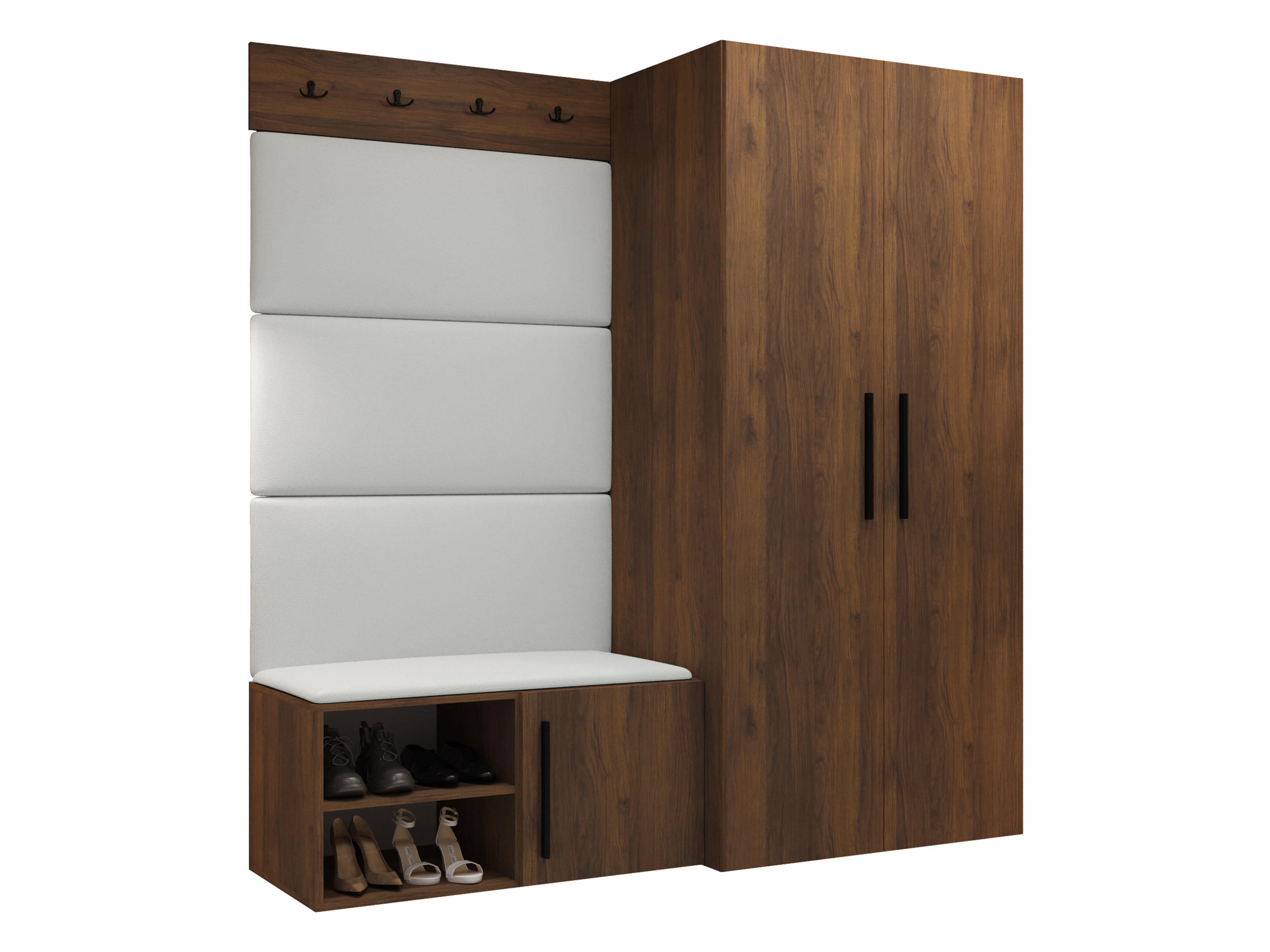 Mirjan24 Garderoben-Set Weiß, Nussbaum 80x191x50 cm