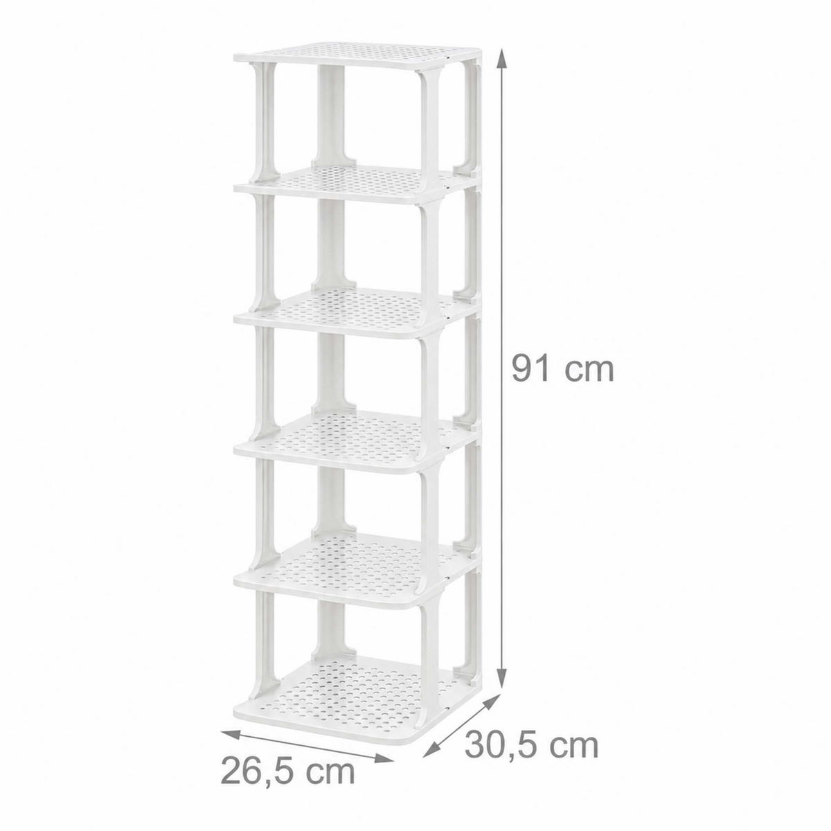POLICA Bijela za cipele slagiva 6-dijelni-set - bijela, plastika (26.5/91/30.5cm) - Relaxdays