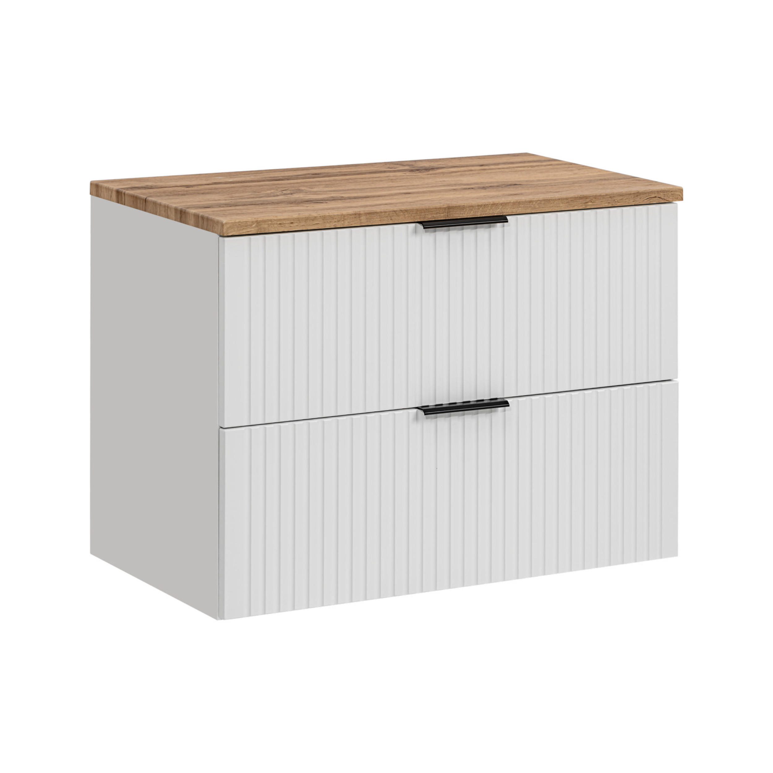 WASCHBECKENUNTERSCHRANK ADEN SET2 Arbeitsplatte Weiß - Schwarz/Weiß, Glas/Holzwerkstoff (80/60/46cm) - Komodee