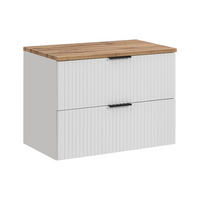 WASCHBECKENUNTERSCHRANK ADEN SET2 Arbeitsplatte Weiß - Schwarz/Weiß, Glas/Holzwerkstoff (80/60/46cm) - Komodee