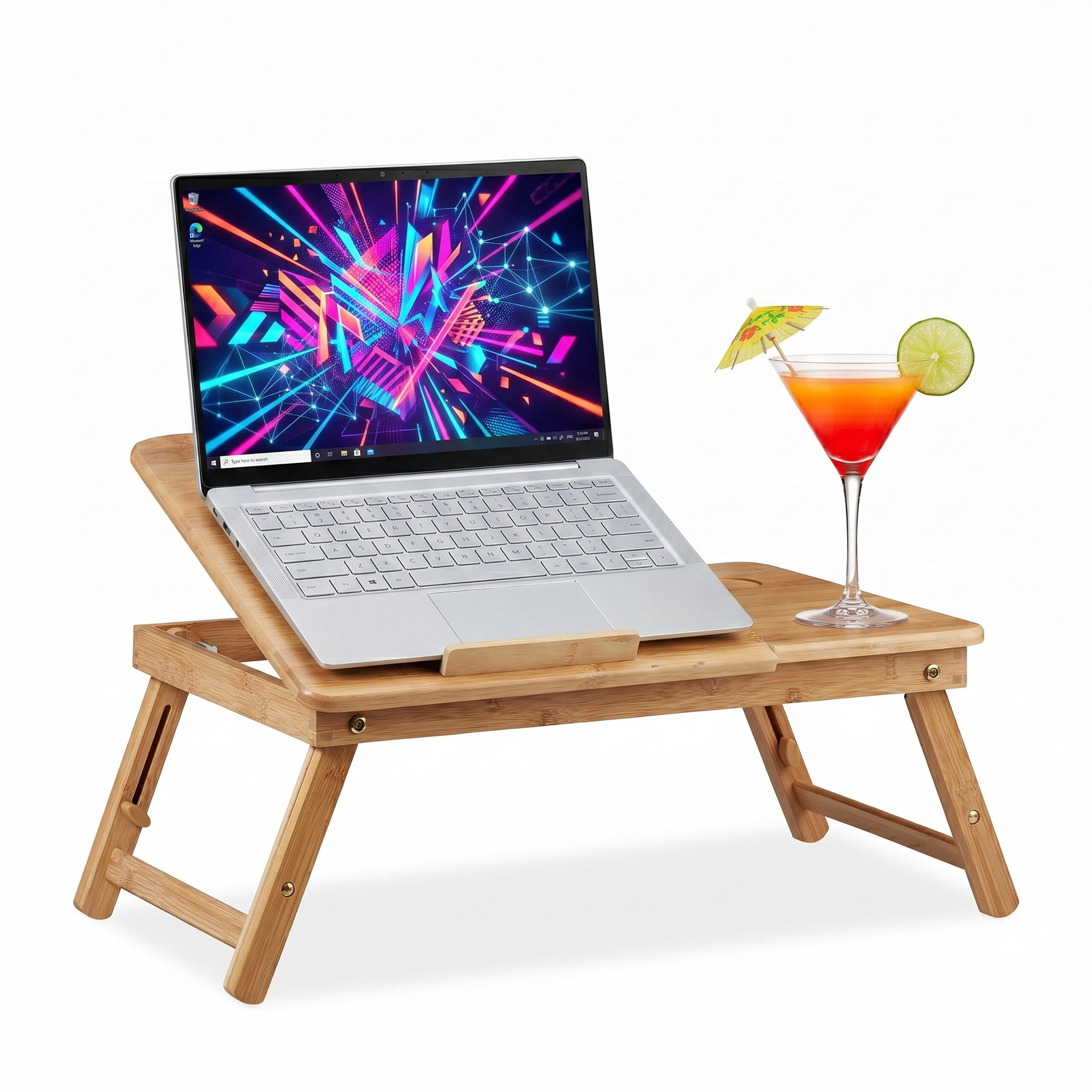 Relaxdays STOLEK Přírodní bambus na notebook výškově nastavitelný