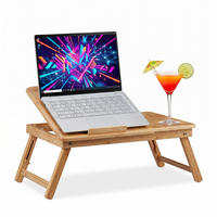 STOLEK Přírodní bambus na notebook výškově nastavitelný - světle hnědá, dřevo - Relaxdays