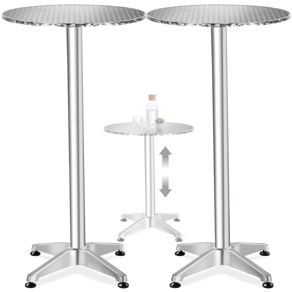BISTROTISCH aus Aluminium Frederic, höhenverstellbare Kunststofffüße, silber - Silberfarben, Holz (67/67/110cm) - tectake