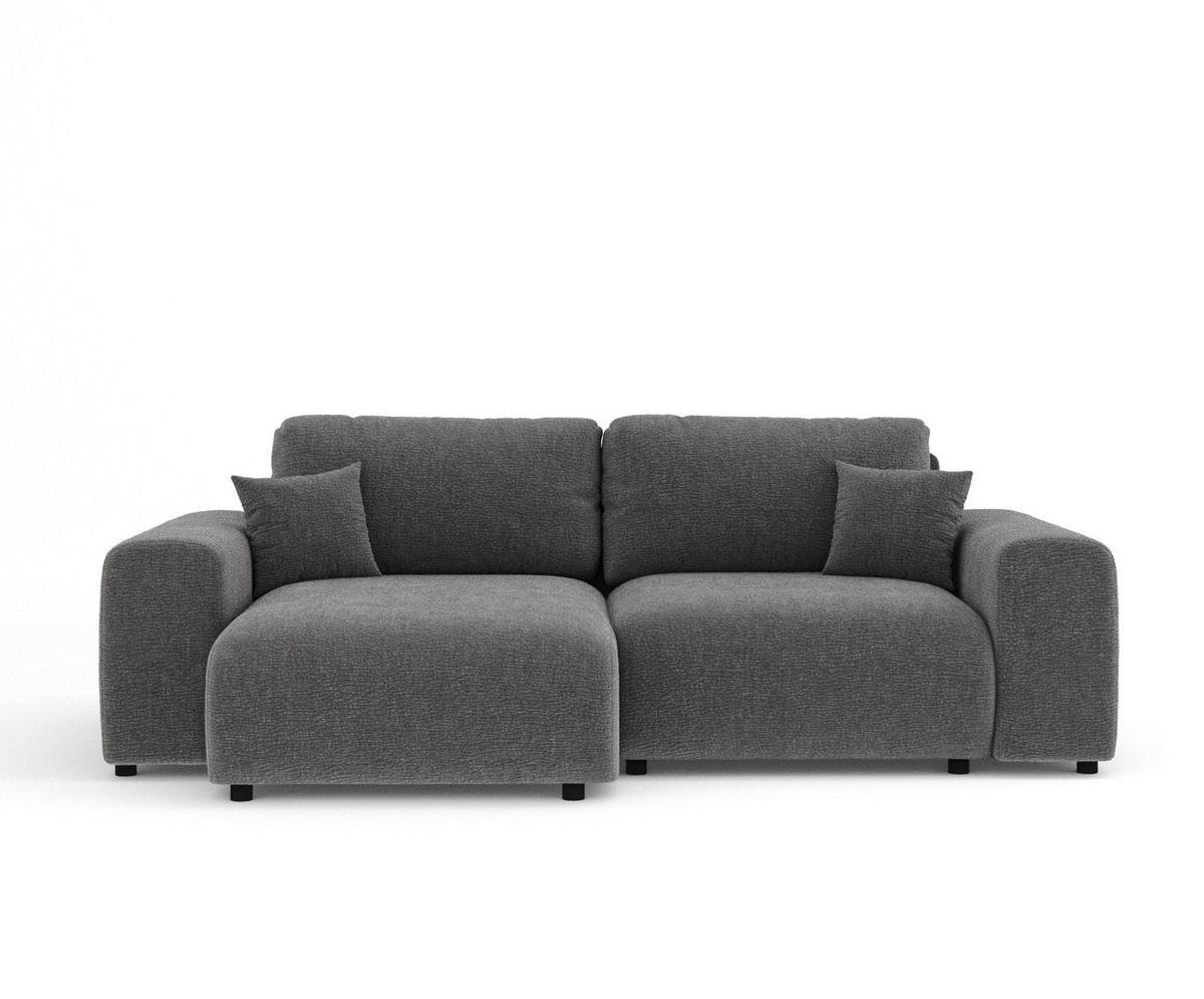 ECKSOFA Zanzibar Hellgrau Samtstoff - Schwarz/Grau, Holz/Holzwerkstoff (237/144cm) - Maison de Reve