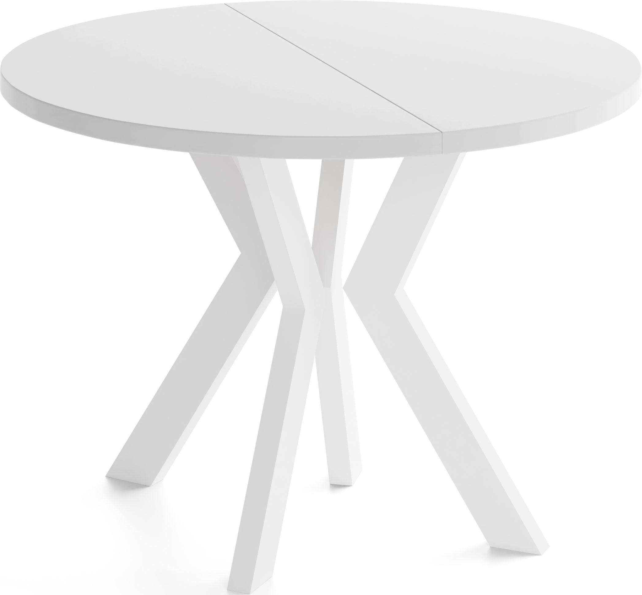 ESSTISCH Savio Weiß rund ausziehbar verlängerbar, Weiß 80-130/80/77 cm - Weiß, Holz/Holzwerkstoff (80/80/77cm) - WFL GROUP