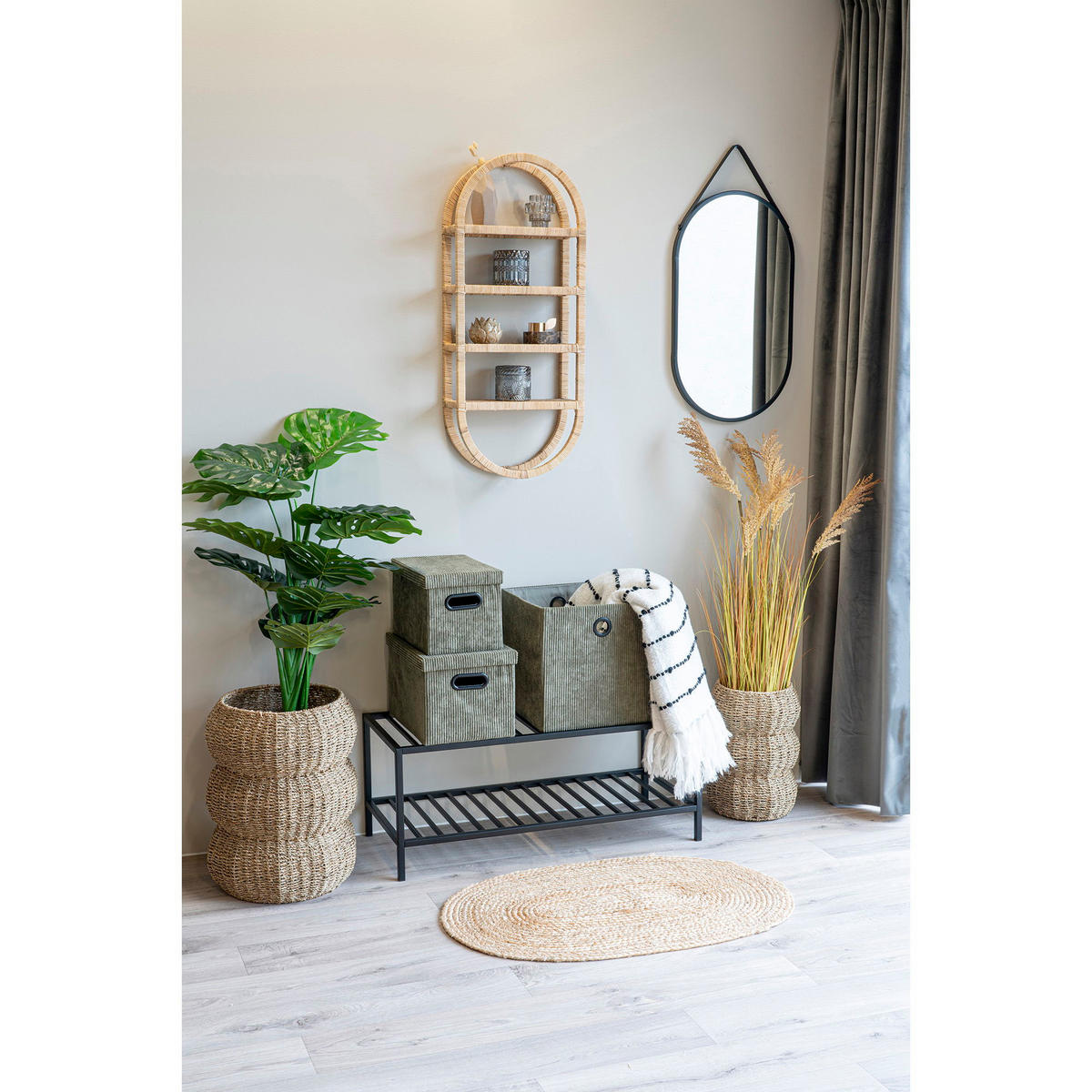 SORGHUMGRAS Pe Kunststoff, Polyester, Draht, Zement Natur - Naturfarben, Kunststoff (110cm) - tinkaro