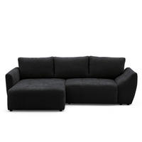 ECKSOFA NICE L Links mit Schlaffunktion 137x204 Chenille Anthrazit - Anthrazit/Schwarz, Holz/Textil (260/165cm) - Muffo