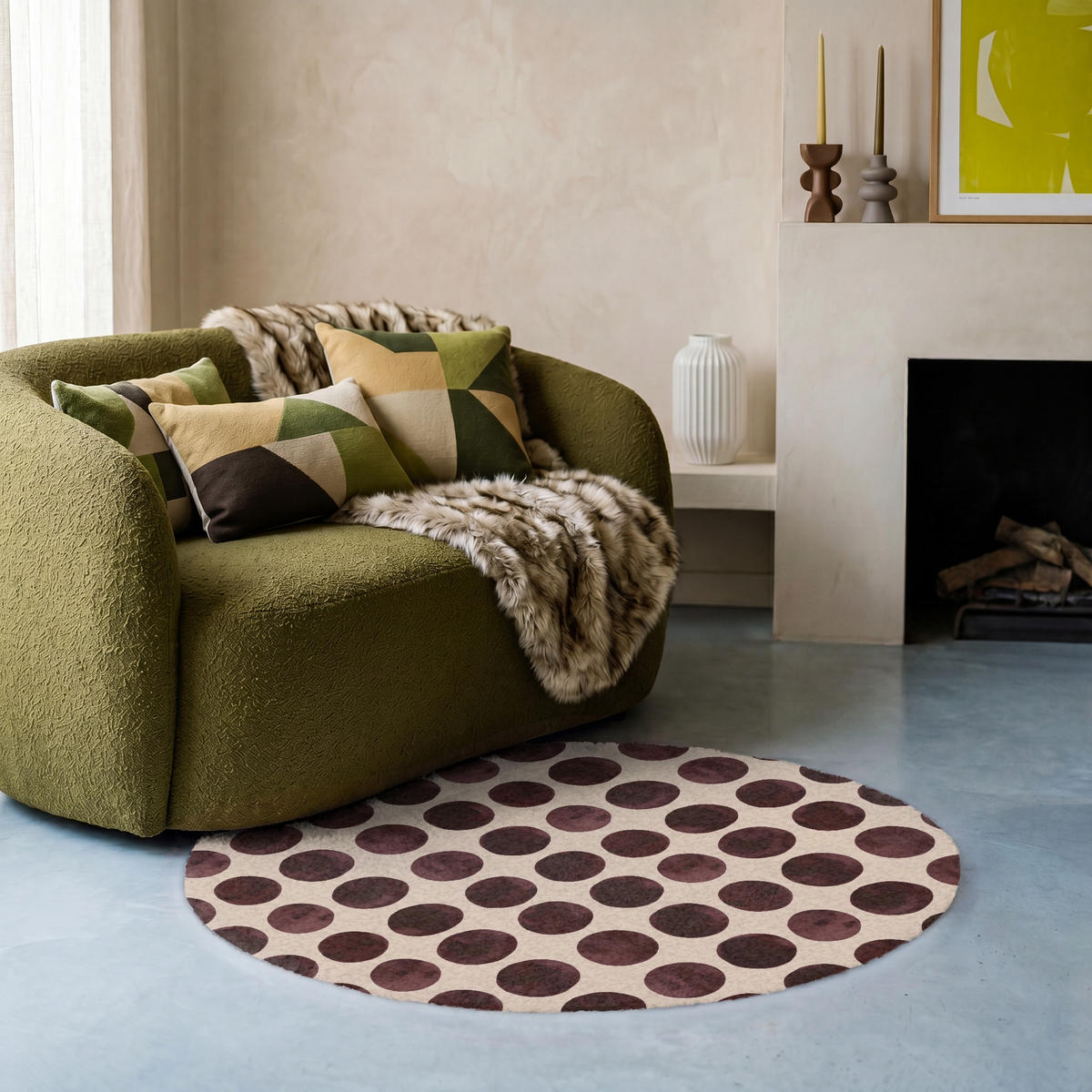 TEPPICH - Polka dots - Muster - Braun - 90x90 cm - Dunkelbraun, Kunststoff/Textil (90/0.4cm) - OnlyWow
