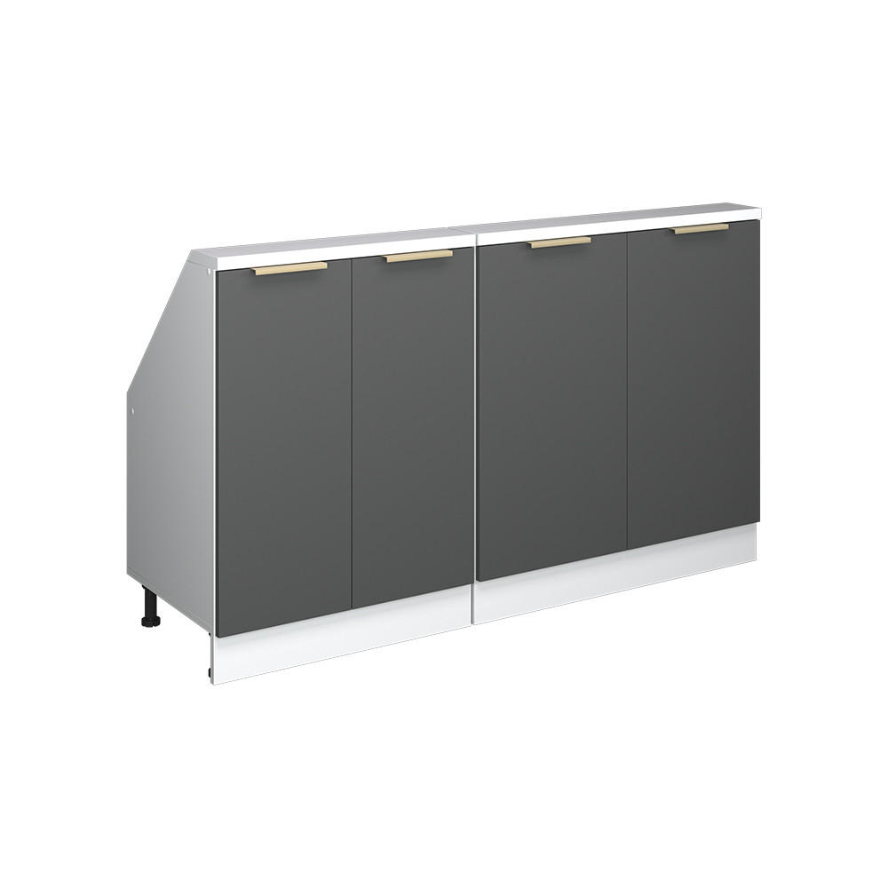 KÖKSSKÅP FÖR SLUTTANDE TAK R-Line Antracit guld 140 cm Set om 2 Antracit, Vit 83.8/140/46 cm