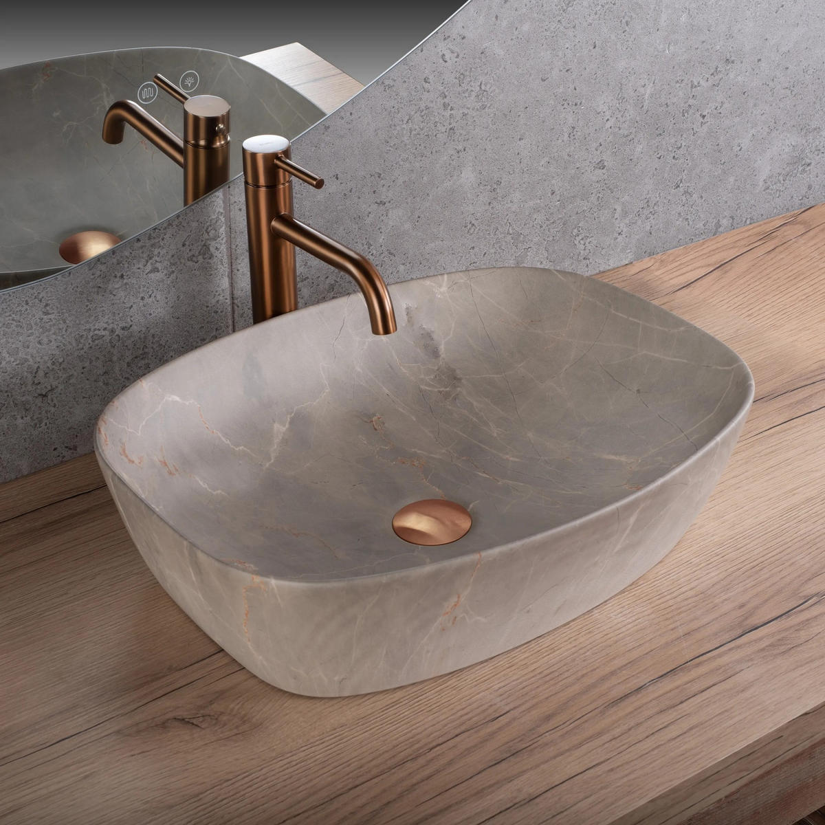 AUFSATZWASCHBECKEN Rea Freja Beige - Beige, Keramik (39.5/14/51cm) - REA