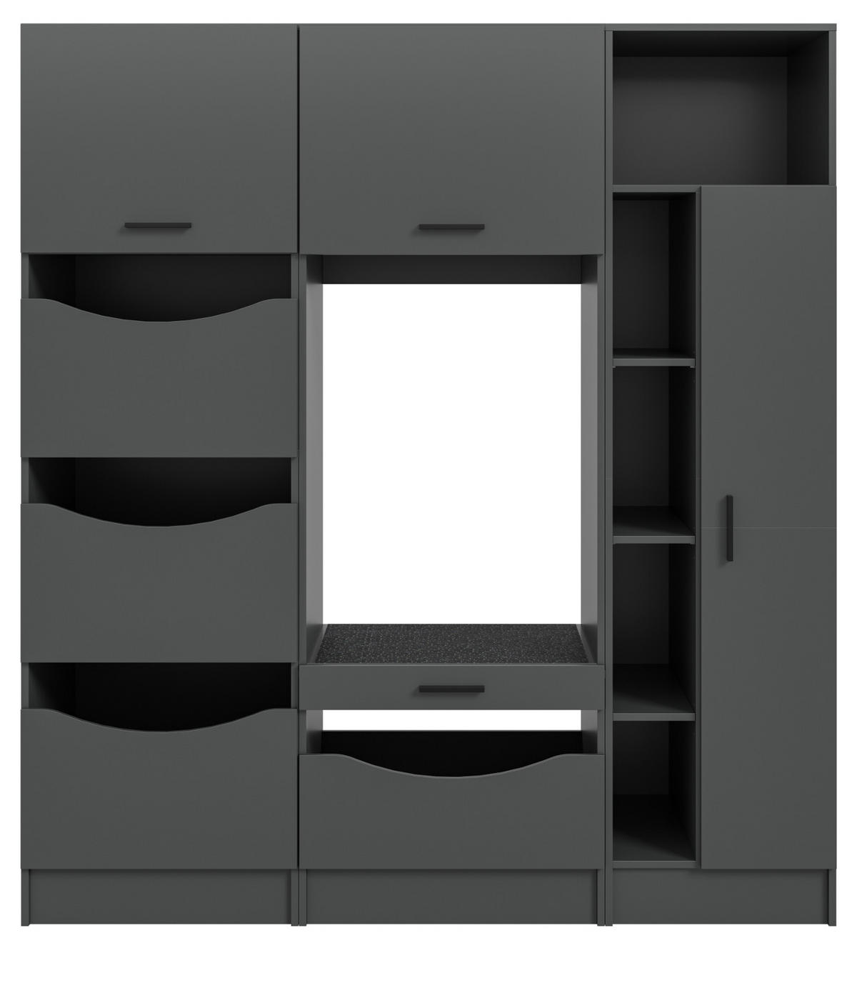WASCHMASCHINENSCHRANK in grau Set 3-teilig 176 x 196 cm, modernes Design - Schwarz/Grau, Holzwerkstoff/Kunststoff (176/196/68cm) - Inn.Furn