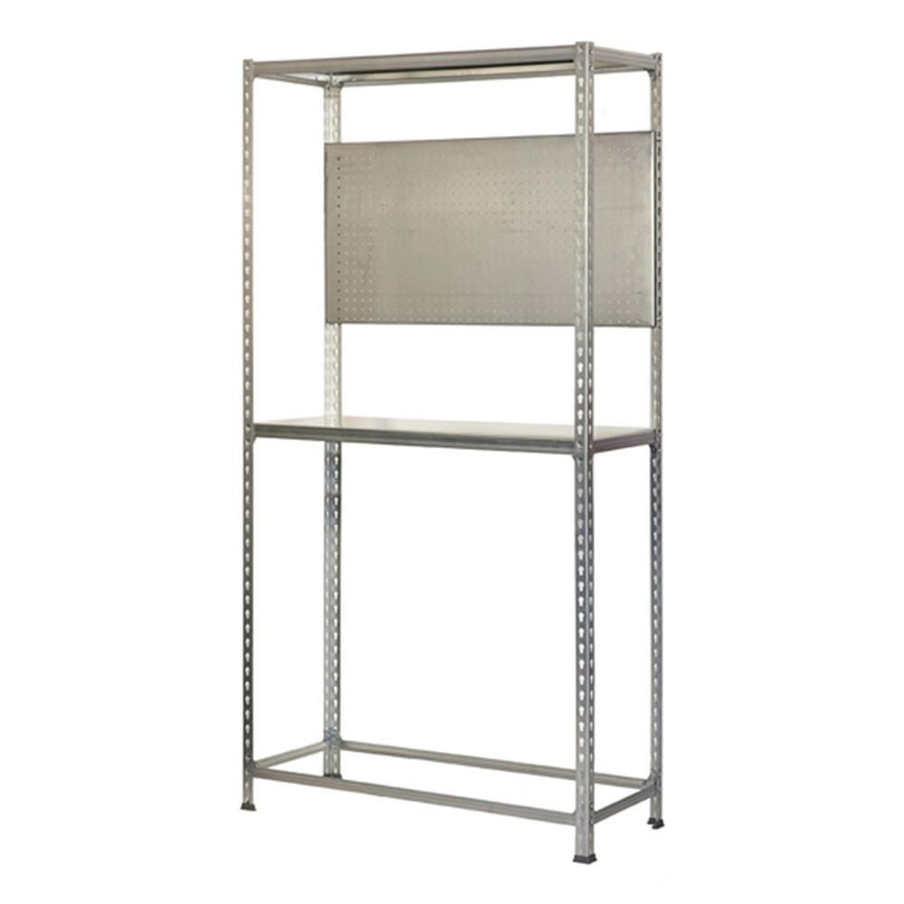 REIFENREGAL mit Arbeitsfläche Metal Shark NO.4 HxBxT 200 x 100 x 40 cm 6 Reifen Verzinkt - Silberfarben, Metall (100/200/40cm) - PROREGAL