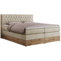 BOXSPRINGBETT AMORE KING 180/200 Beige Velvet - H3 - Beige, Holz/Textil (180/200cm) - MKS