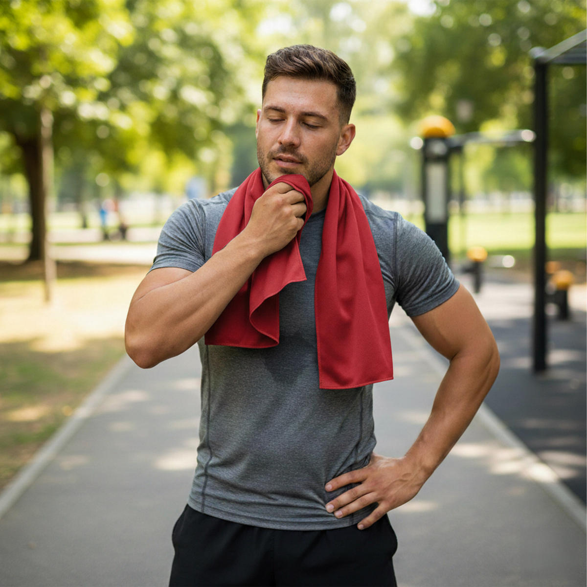 2XKÜHLHANDTUCH - Dunkelrot, Kunststoff/Textil (90/30cm) - Relaxdays