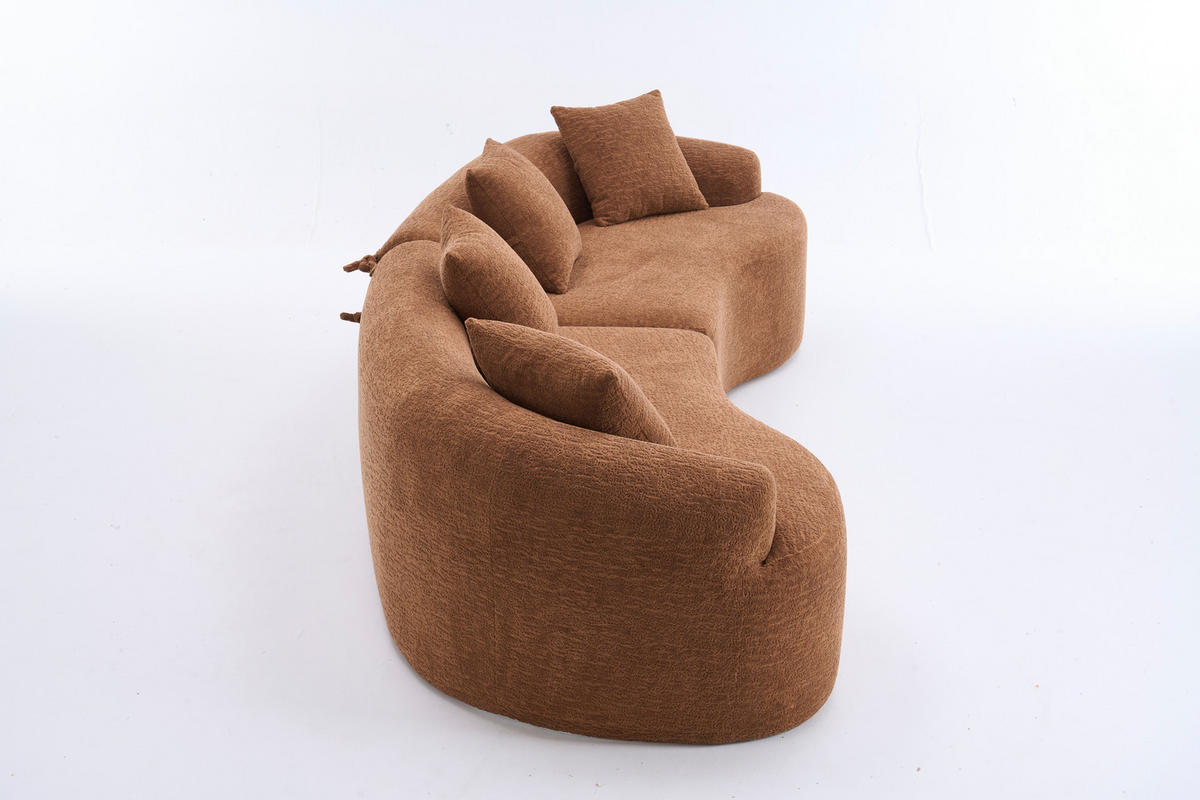ECKSOFA 275/115/63 cm Karamell Chenille - Cognac, Textil (275/115cm) - Oxeza