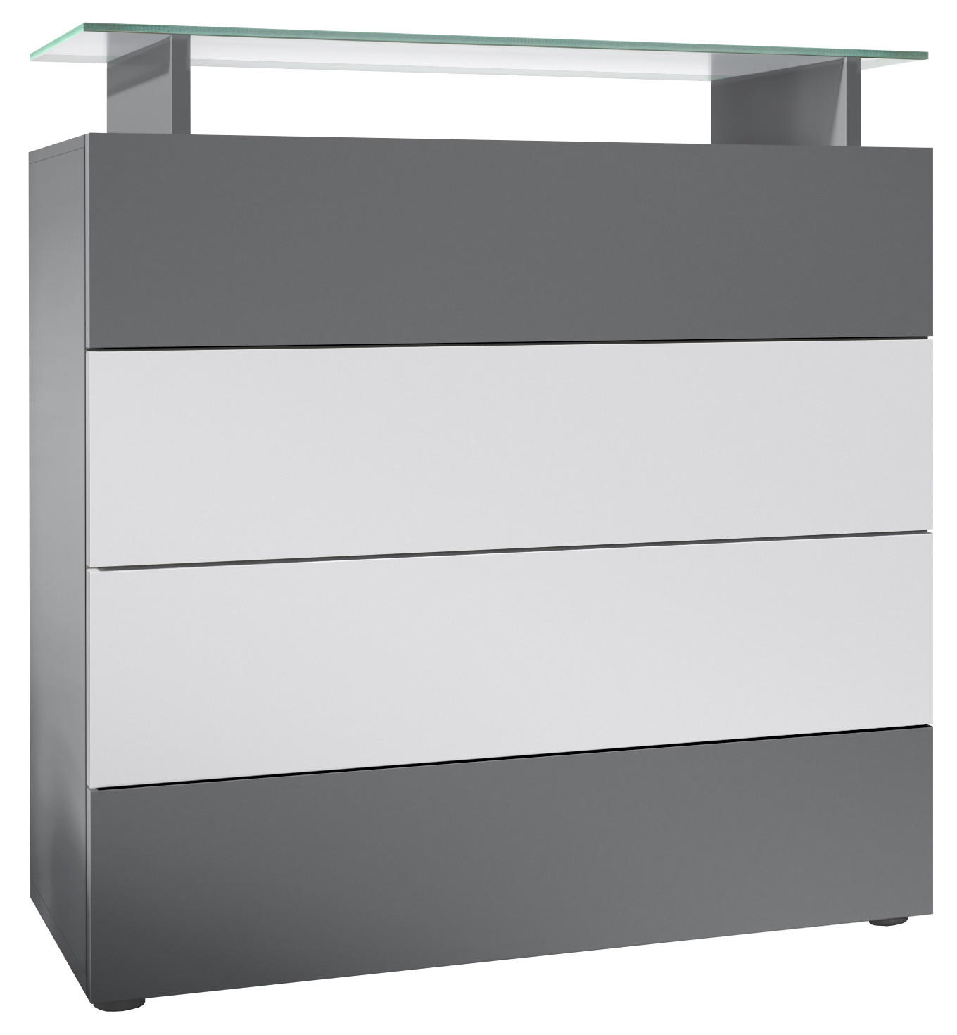 KOMMODE Pavos Anthrazit matt / Weiß matt - Anthrazit/Weiß, Holzwerkstoff (76/80/33cm) - Vladon