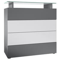 KOMMODE Pavos Anthrazit matt / Weiß matt - Anthrazit/Weiß, Holzwerkstoff (76/80/33cm) - Vladon