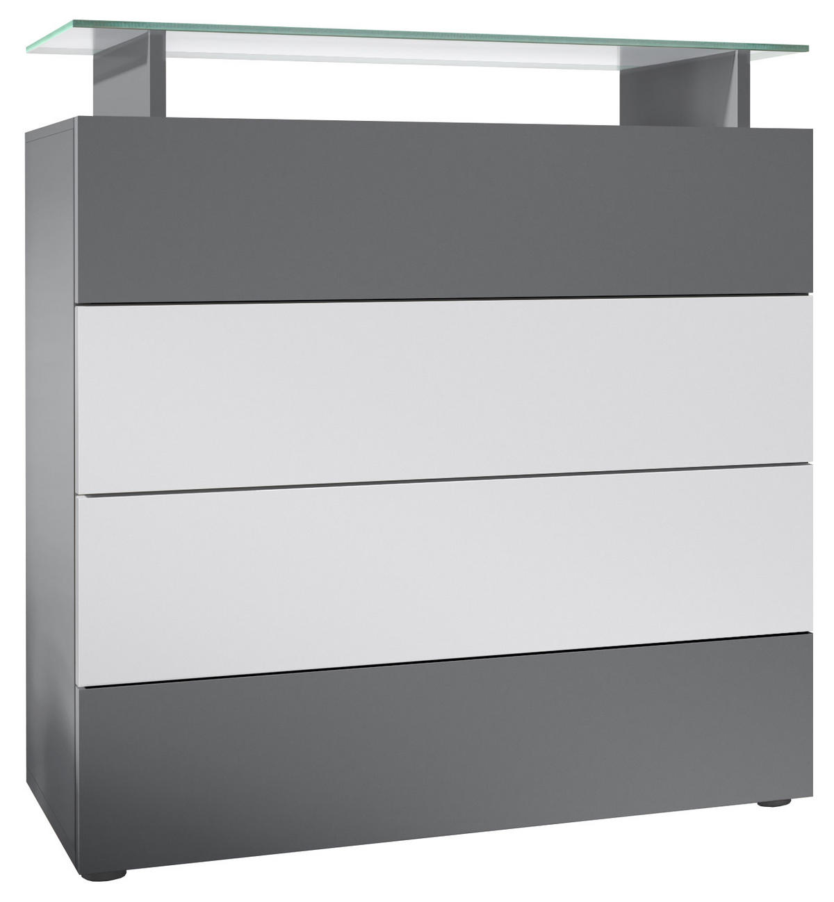 KOMMODE Pavos Anthrazit matt / Weiß matt - Anthrazit/Weiß, Holzwerkstoff (76/80/33cm) - Vladon