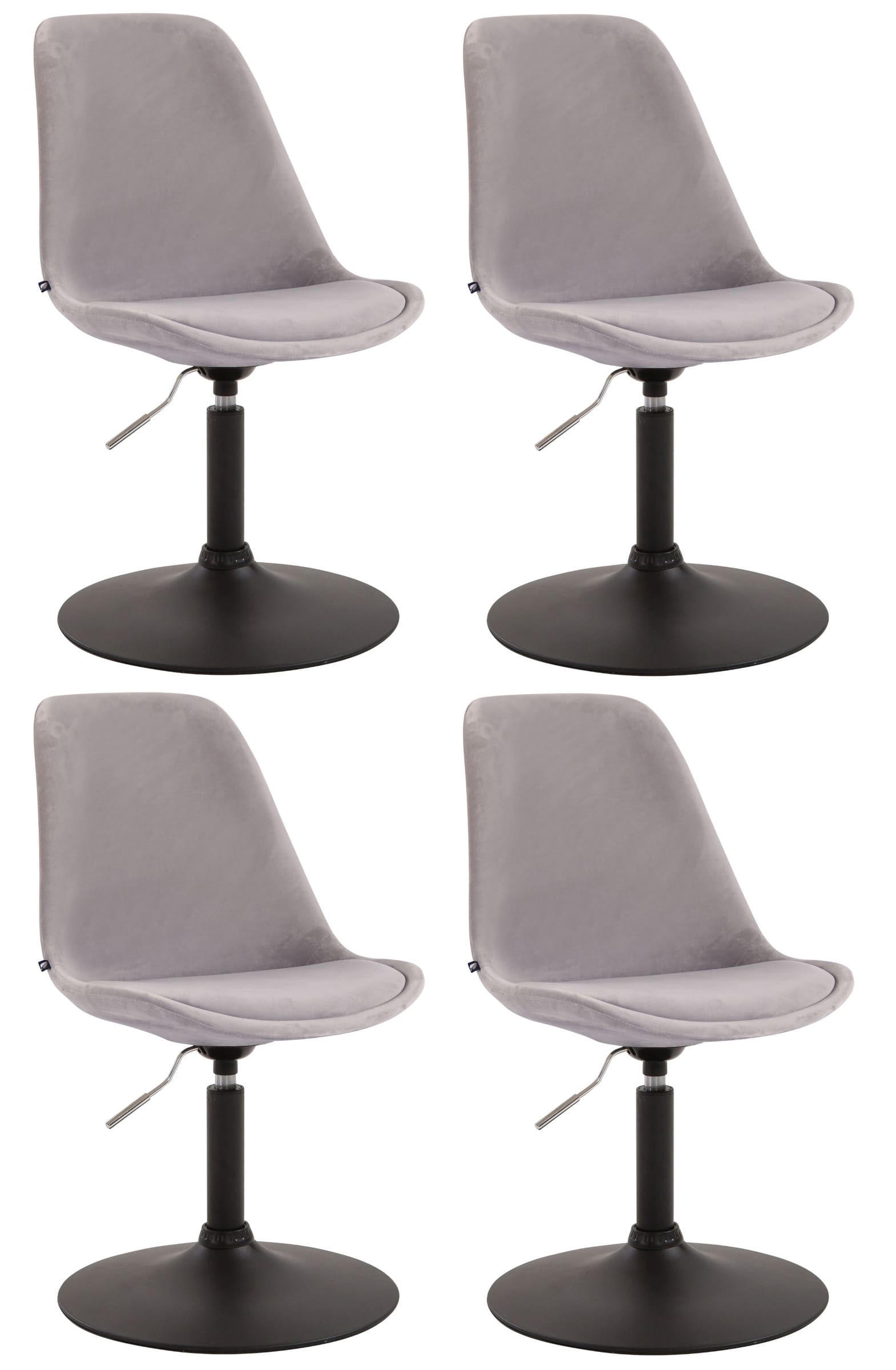 STUHL 4er Set Samt grau - Schwarz/Grau, Textil/Metall (48/76/57cm) - CLP