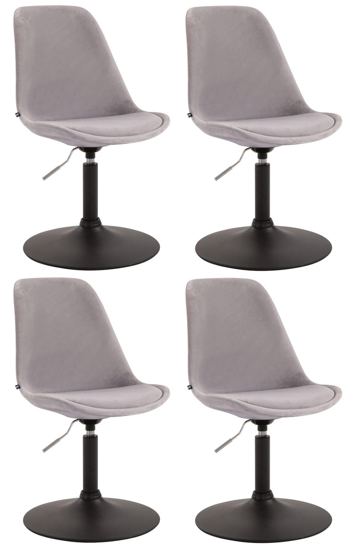 STUHL 4er Set Samt grau - Schwarz/Grau, Textil/Metall (48/76/57cm) - CLP