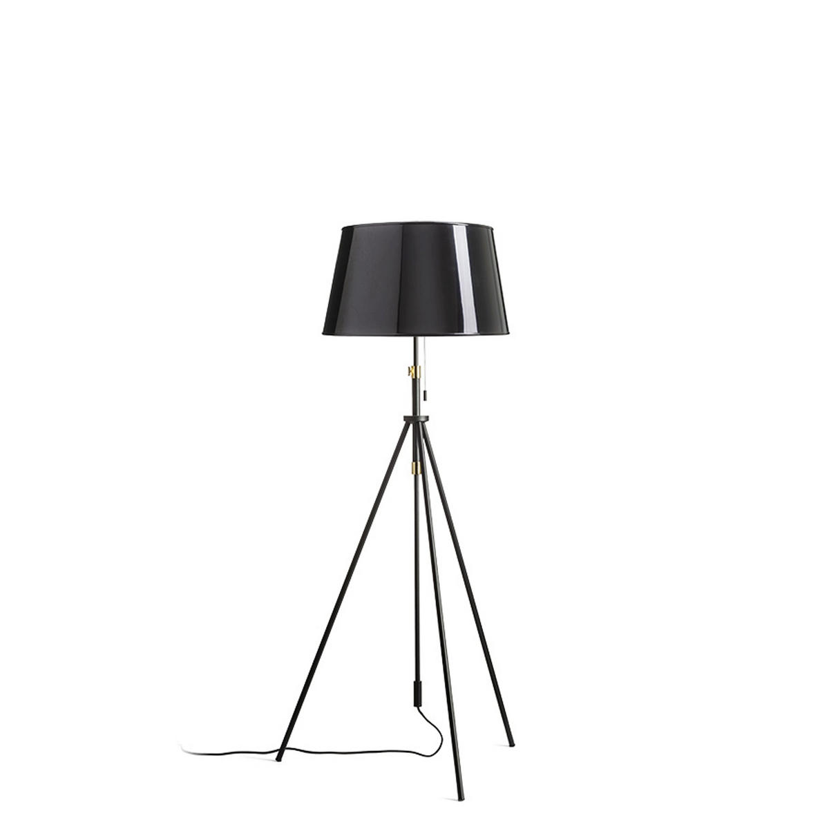 STEHLEUCHTE LUTON/RIDICK Schwarzglänzend Goldene Folie 15 W - Schwarz, Metall (45/45/177cm) - Rendl