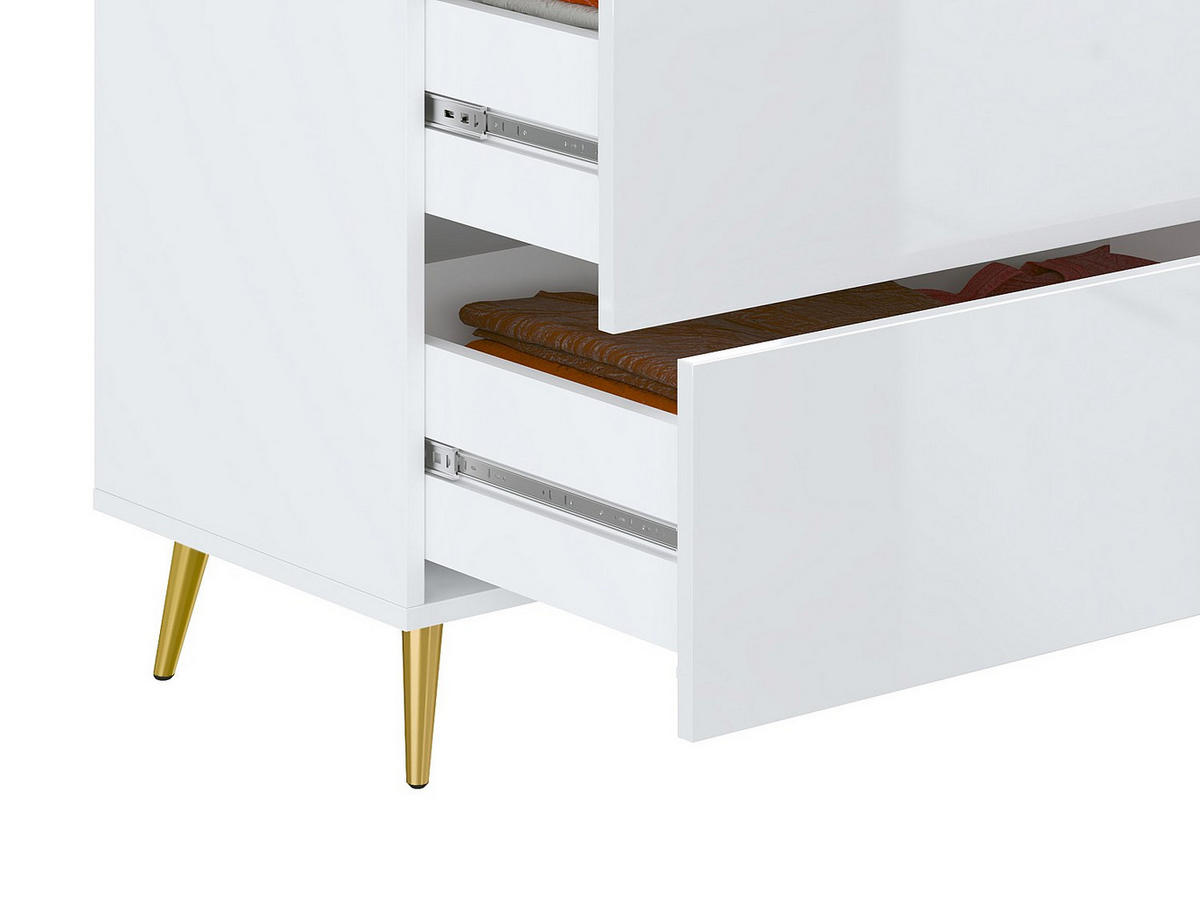 KOMMODE - 134.9 cm x 41 cm - holz - weiß, goldfarben Marzialo - Goldfarben/Weiß, Holz (134/87.2/41cm) - Vente-Unique