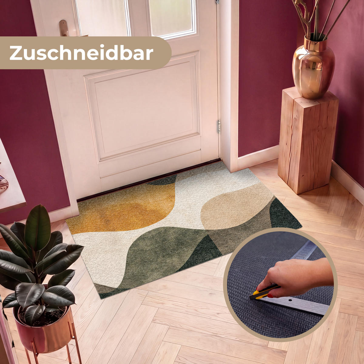 ROHOŽKA Tvary - okrově žlutá - abstraktní 120x80 cm - různobarevná, textil/umělá hmota (120/0.4cm) - MuchoWow