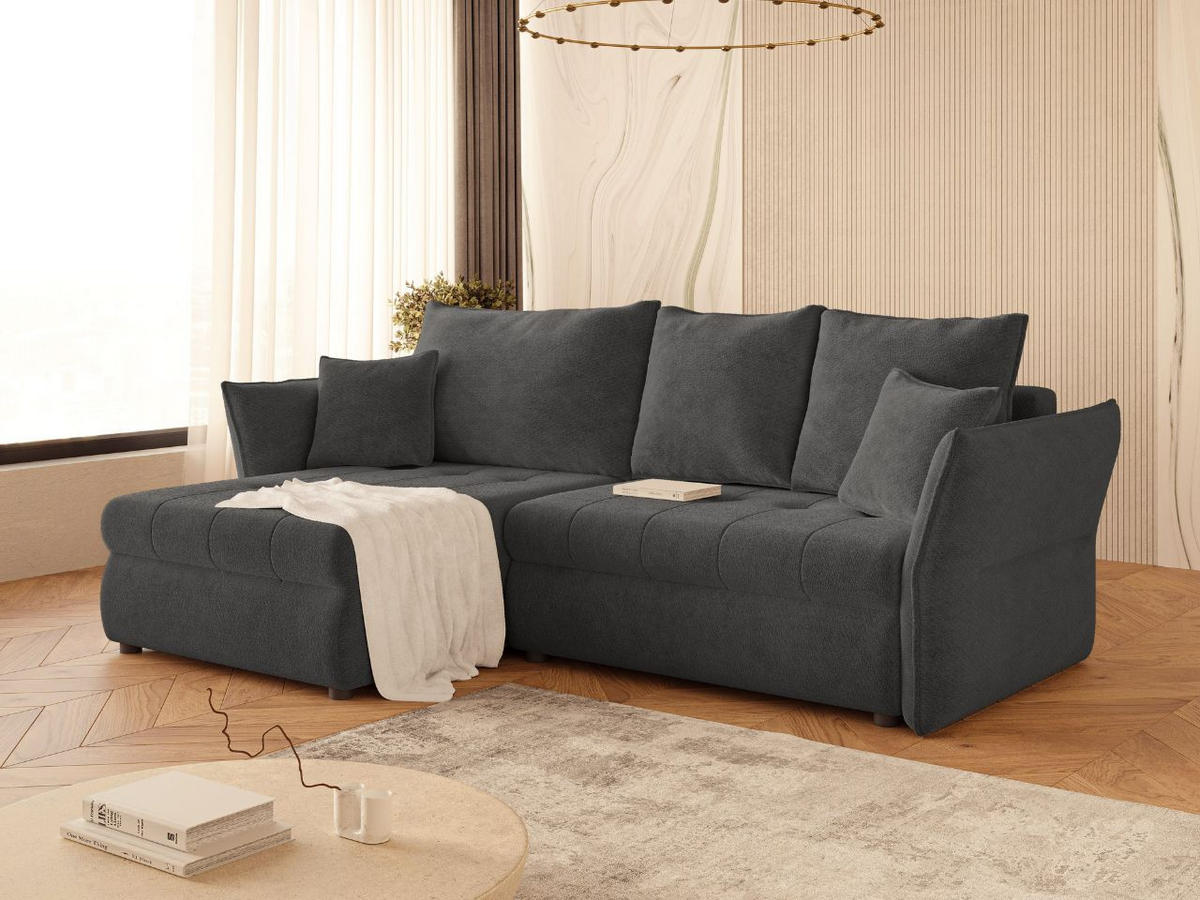 ECKSOFA Lino Dunkelgrau - Dunkelgrau/Schwarz, Holz/Kunststoff (270/172cm) - Graingold