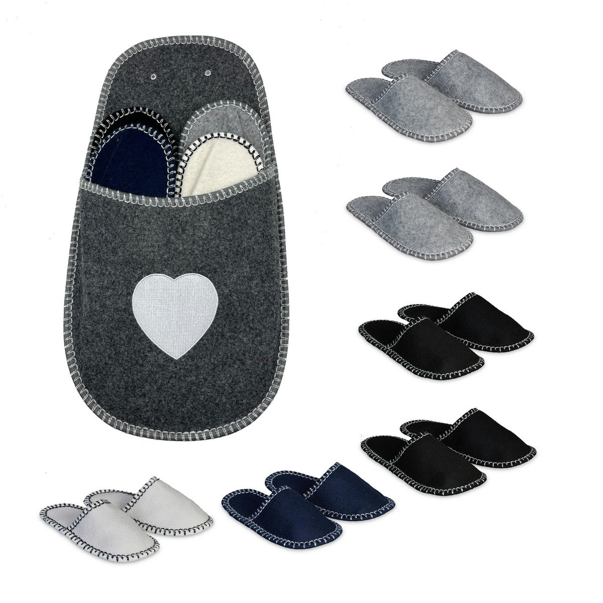 6XPANTOFLE pro hosty - různobarevná, textil (28/50/6cm) - Relaxdays