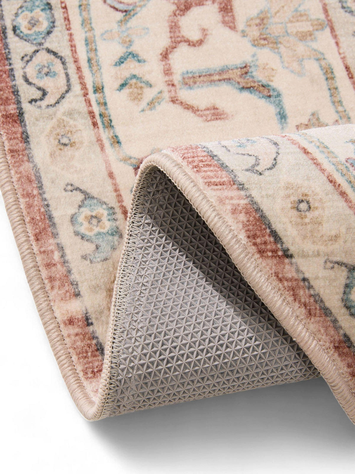 VINTAGE-TEPPICH Miray waschbar ø 160 cm rund - Rot/Multicolor, Kunststoff (160/160cm) - benuta Nest