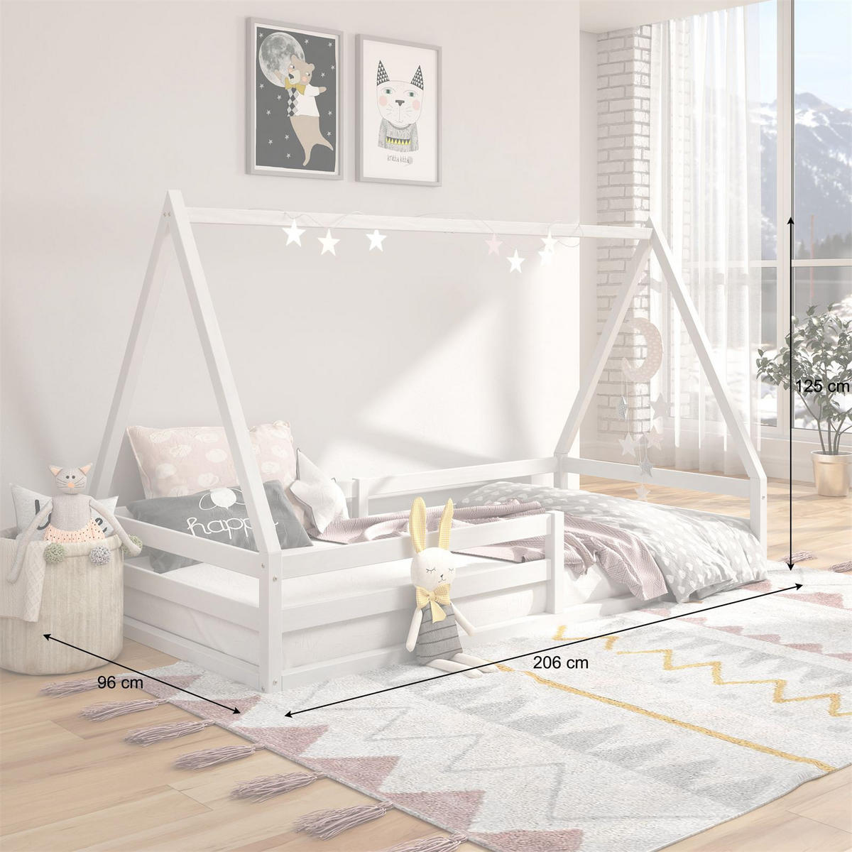 HAUSBETT SILA 90X200 CM - Weiß, Holz (96/152/206cm) - IDIMEX