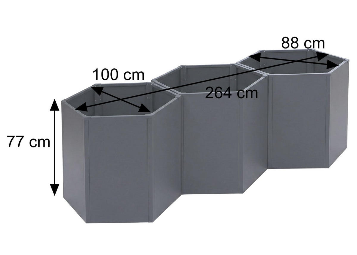 VYSOKÝ ZÁHON 3KS Šedá 3ks sada - šedá, kov (264/77/100cm) - MCW