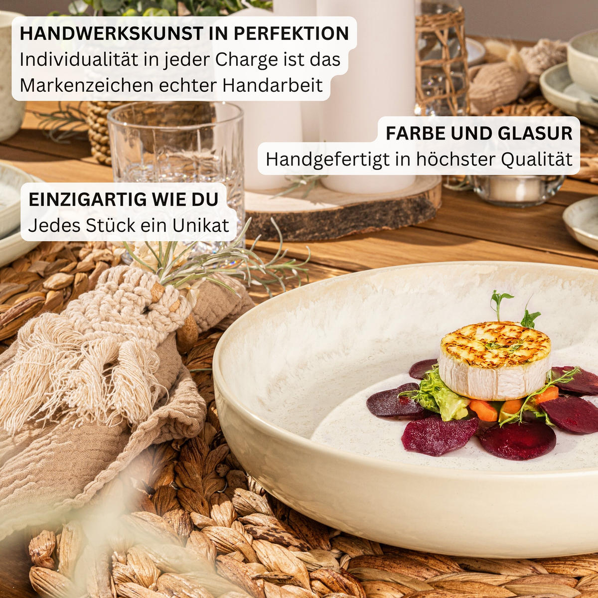 TAFELSERVICE KEY WEST - 24 teilig aus Steingut - Creme, Stein (27/6.5/27cm) - Sänger