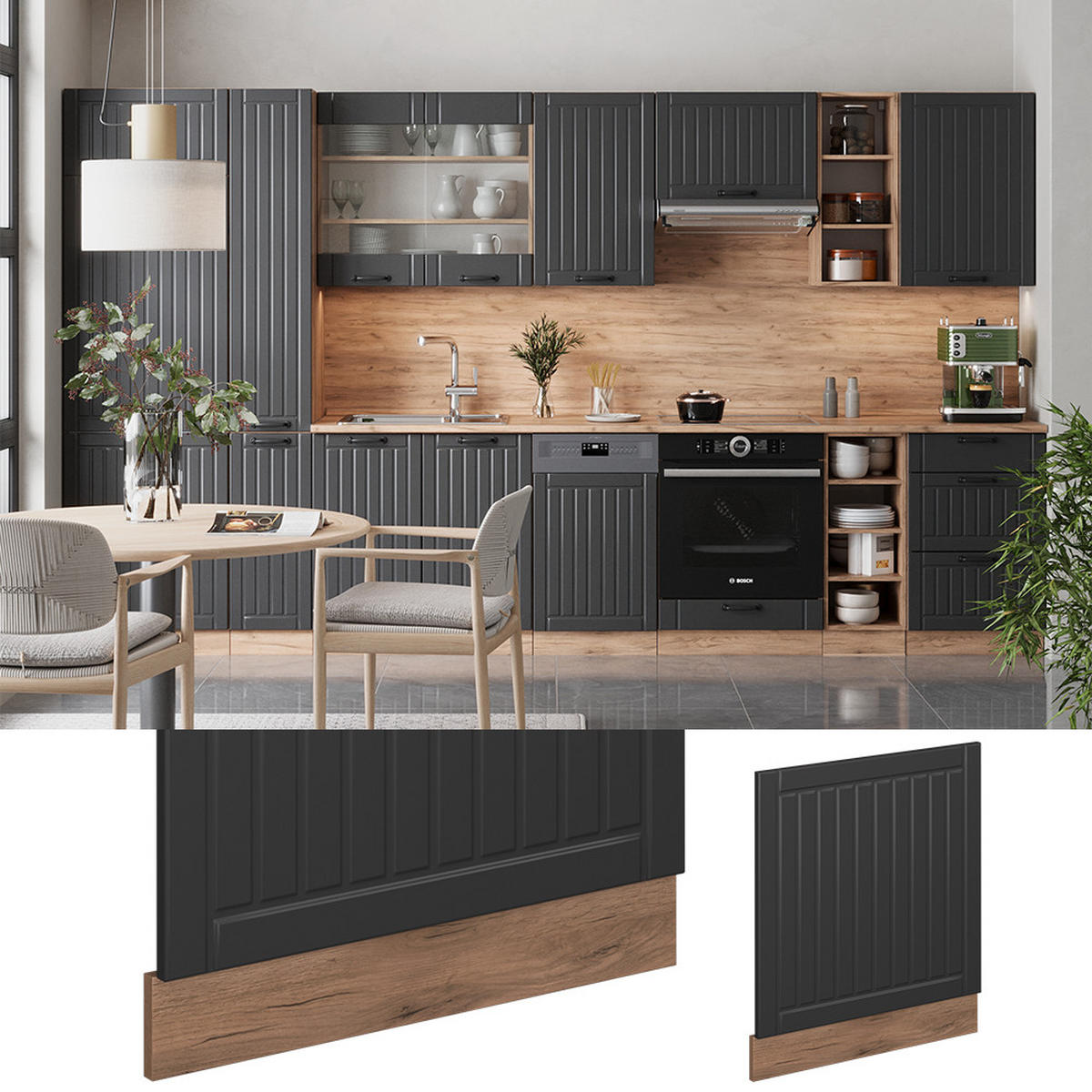 PŘEDNÍ PANEL Fame-Line Tmavě šedá - medově dubová/tmavě šedá, kompozitní dřevo (60/67.4/1.6cm) - Vicco