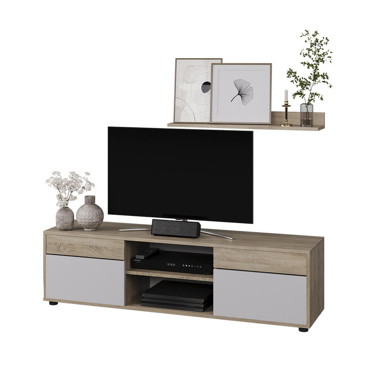 ŽIVÁ STĚNA Berno Sonoma/bílá - bílá/Sonoma dub, kompozitní dřevo (139.8/38.9/35.4cm) - Vicco