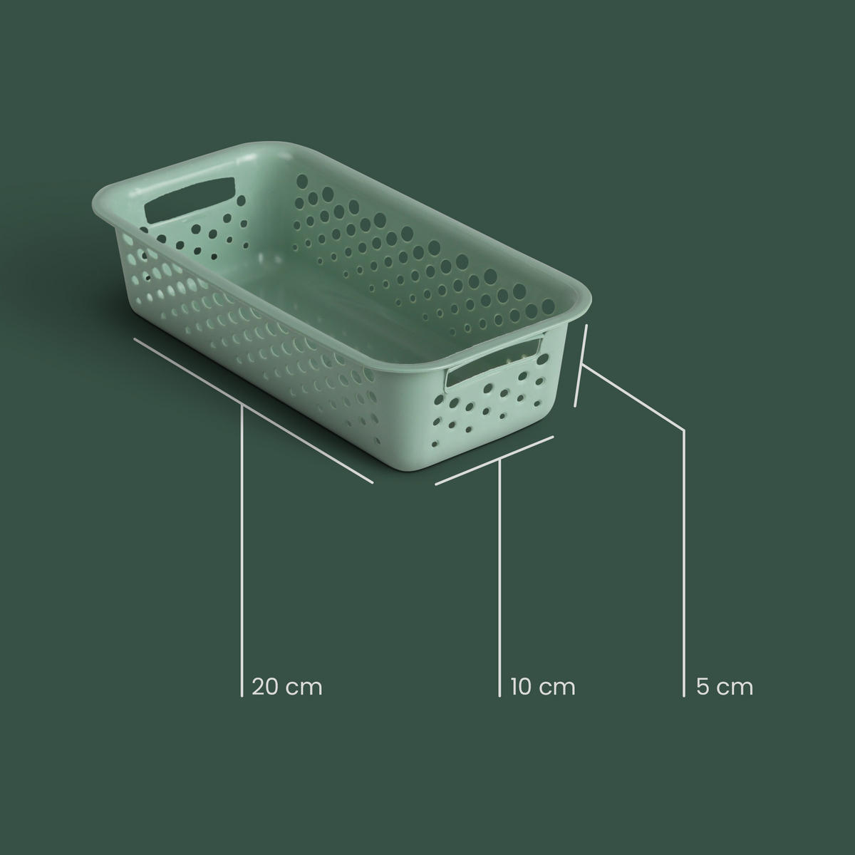 AUFBEWAHRUNGSKORB Grün 20x10x5 cm - 4er Pack - Grün, Kunststoff (10/5/20cm) - ProHome