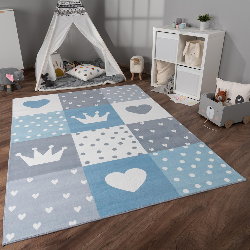 Thumbnail - Paco Home Kinderteppich, Blau, Textil, Rechteckig, 240x340 cm, strapazierfähig, für Fußbodenheizung geeignet, Teppiche &...